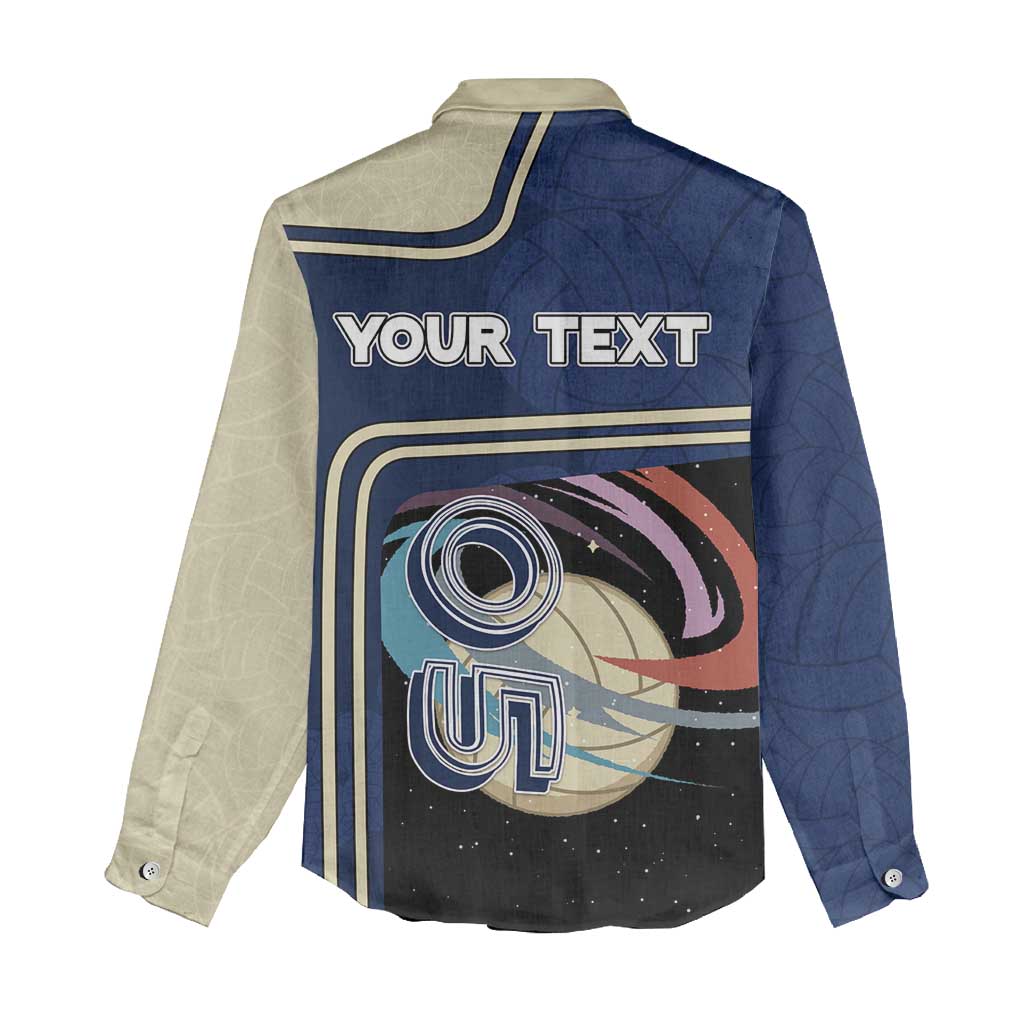 Custom Volleyball Women Casual Shirt Astronaut Cosmic Spiker