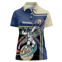 Custom Volleyball Women Polo Shirt Astronaut Cosmic Spiker