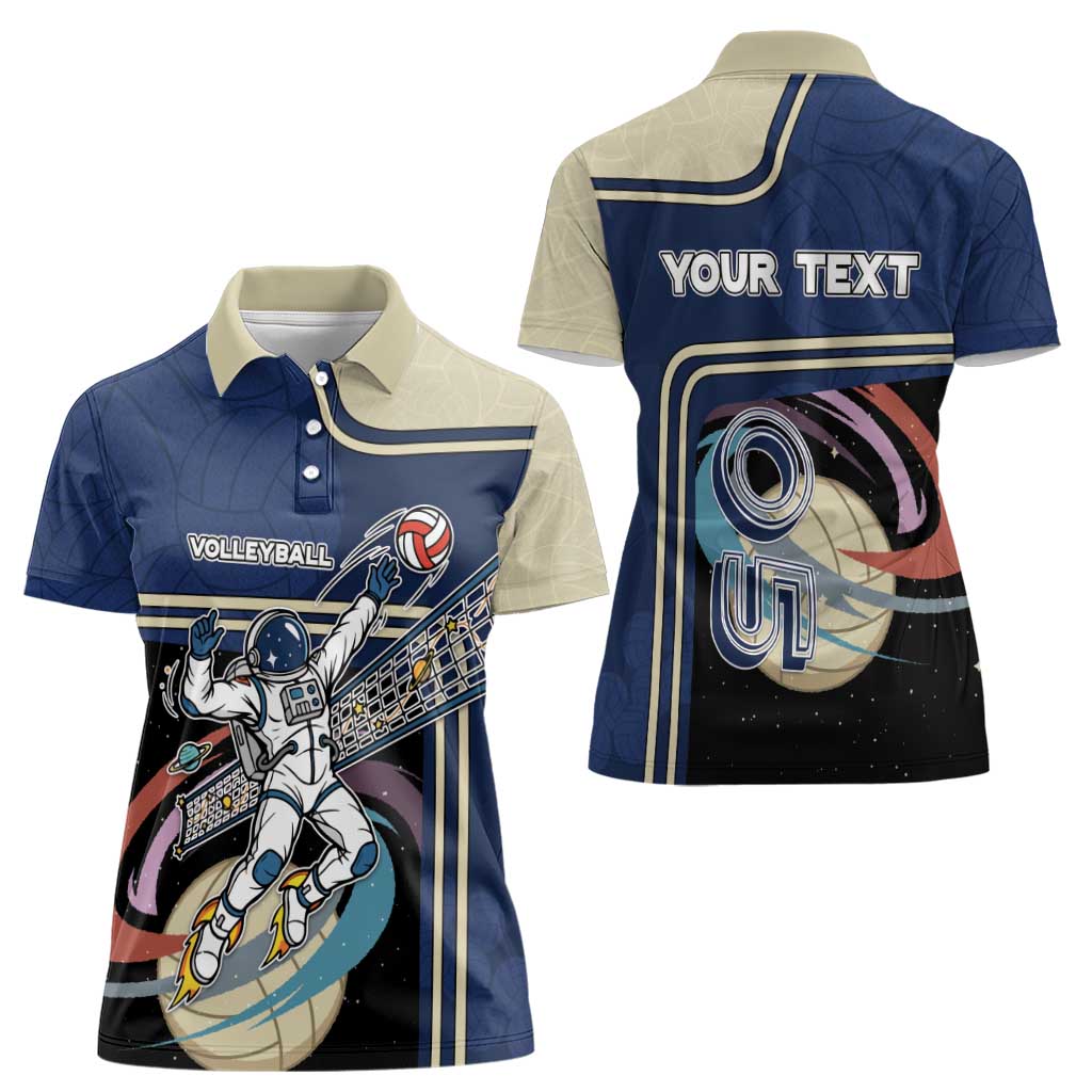 Custom Volleyball Women Polo Shirt Astronaut Cosmic Spiker