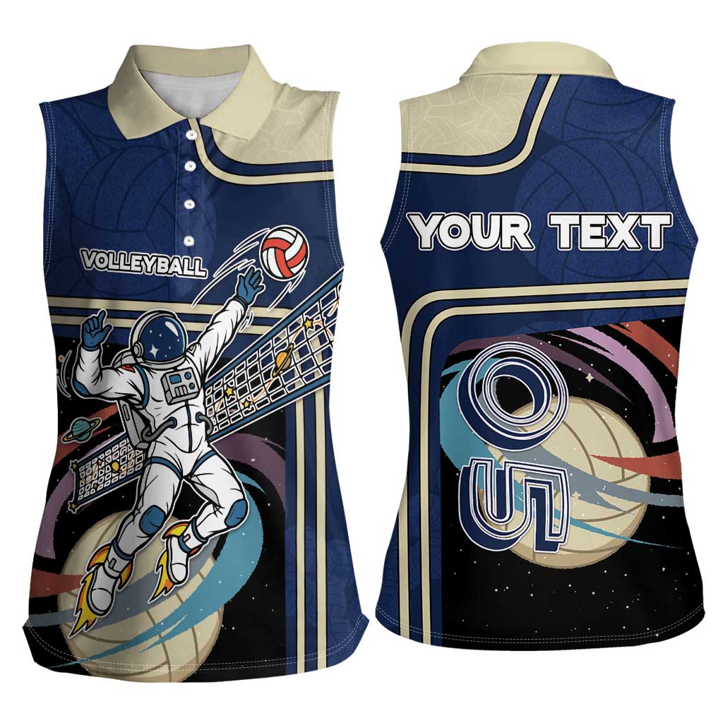 Custom Volleyball Women Sleeveless Polo Shirt Astronaut Cosmic Spiker
