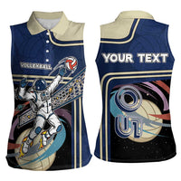 Custom Volleyball Women Sleeveless Polo Shirt Astronaut Cosmic Spiker