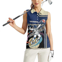 Custom Volleyball Women Sleeveless Polo Shirt Astronaut Cosmic Spiker
