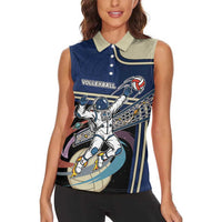 Custom Volleyball Women Sleeveless Polo Shirt Astronaut Cosmic Spiker