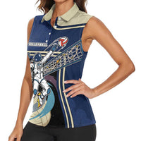 Custom Volleyball Women Sleeveless Polo Shirt Astronaut Cosmic Spiker
