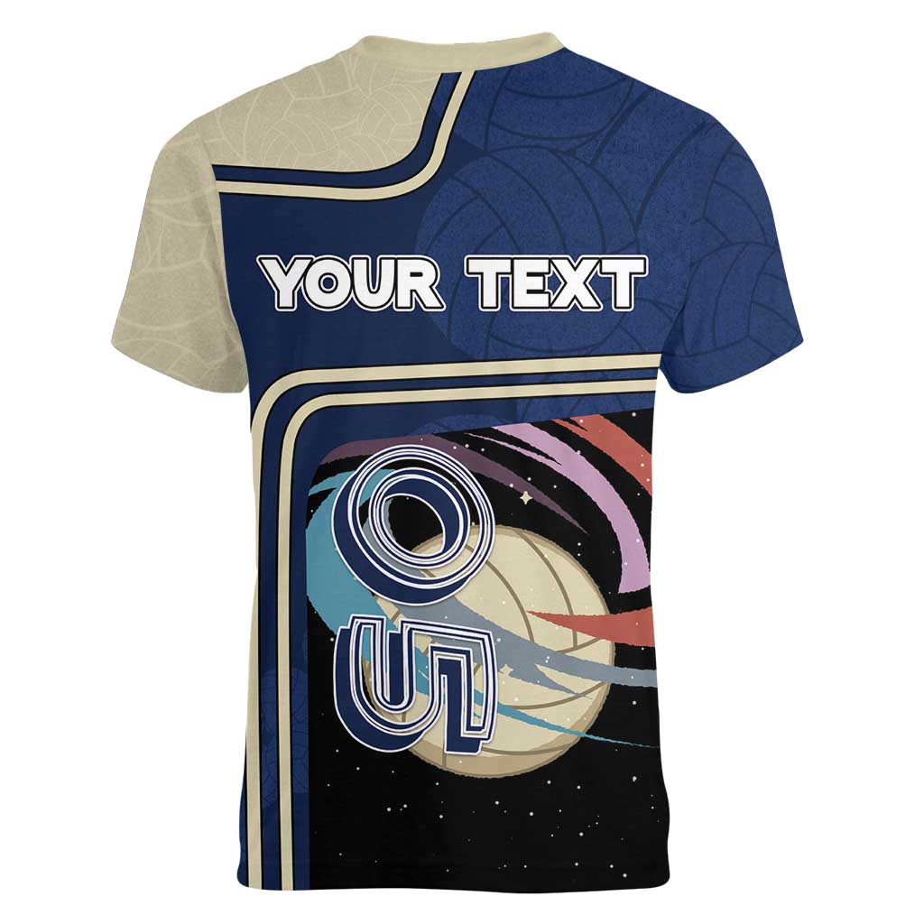 Custom Volleyball Women V-Neck T-Shirt Astronaut Cosmic Spiker