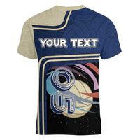 Custom Volleyball Women V-Neck T-Shirt Astronaut Cosmic Spiker