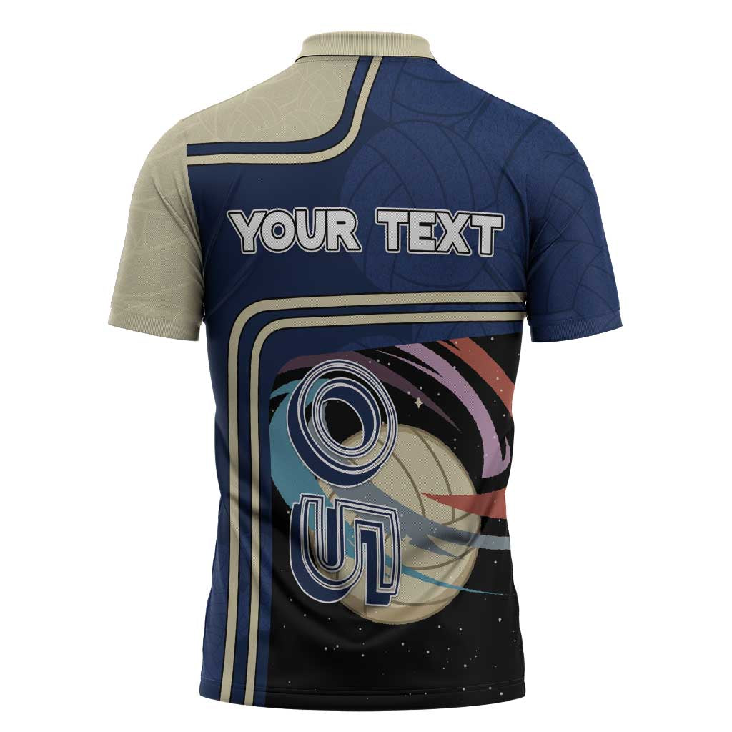 Custom Volleyball Zipper Polo Shirt Astronaut Cosmic Spiker