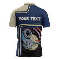 Custom Volleyball Zipper Polo Shirt Astronaut Cosmic Spiker