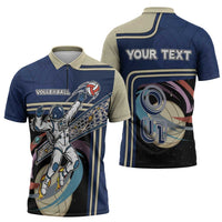 Custom Volleyball Zipper Polo Shirt Astronaut Cosmic Spiker