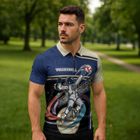 Custom Volleyball Zipper Polo Shirt Astronaut Cosmic Spiker