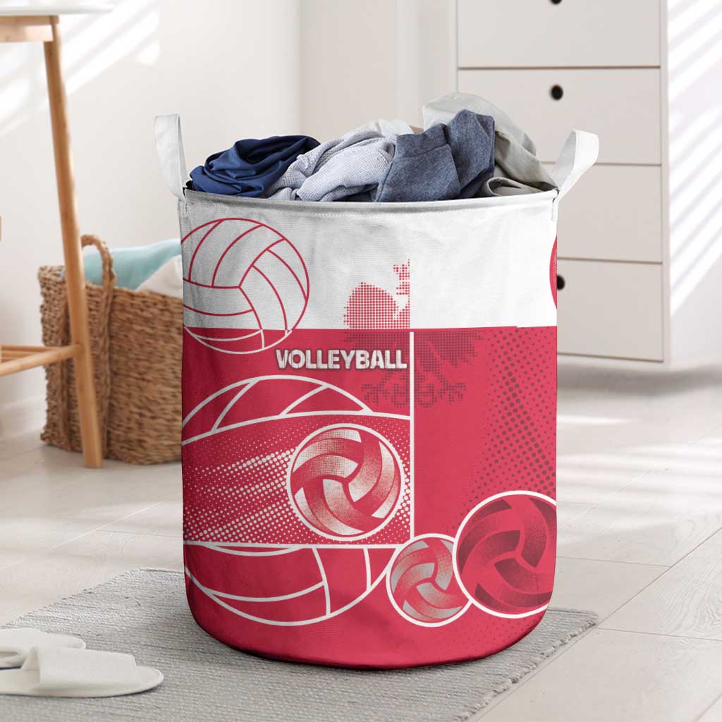 Poland Volleyball Laundry Basket Halftone Dot Style