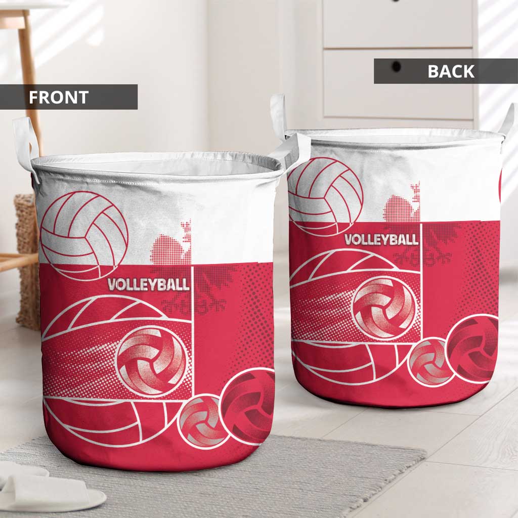 Poland Volleyball Laundry Basket Halftone Dot Style