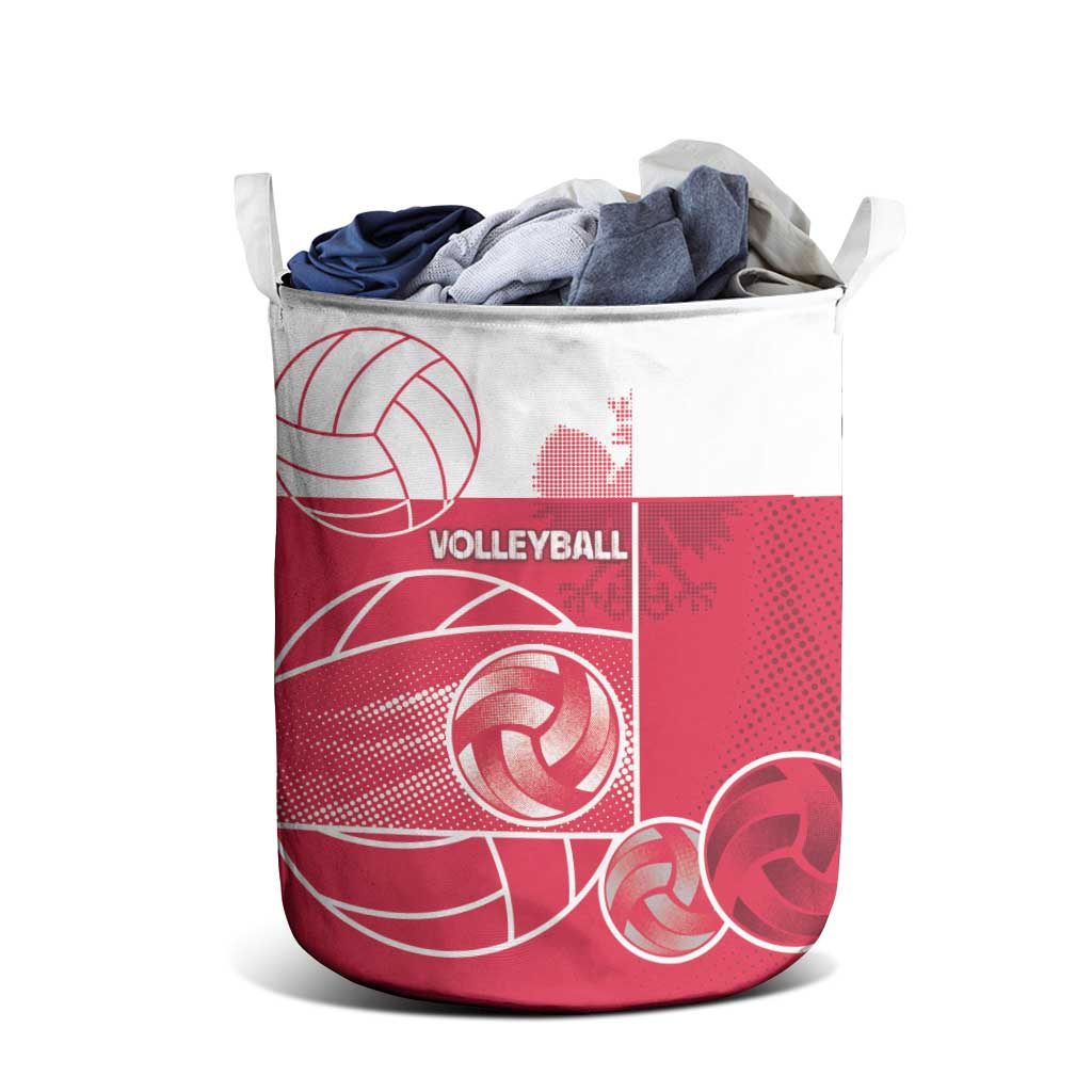 Poland Volleyball Laundry Basket Halftone Dot Style