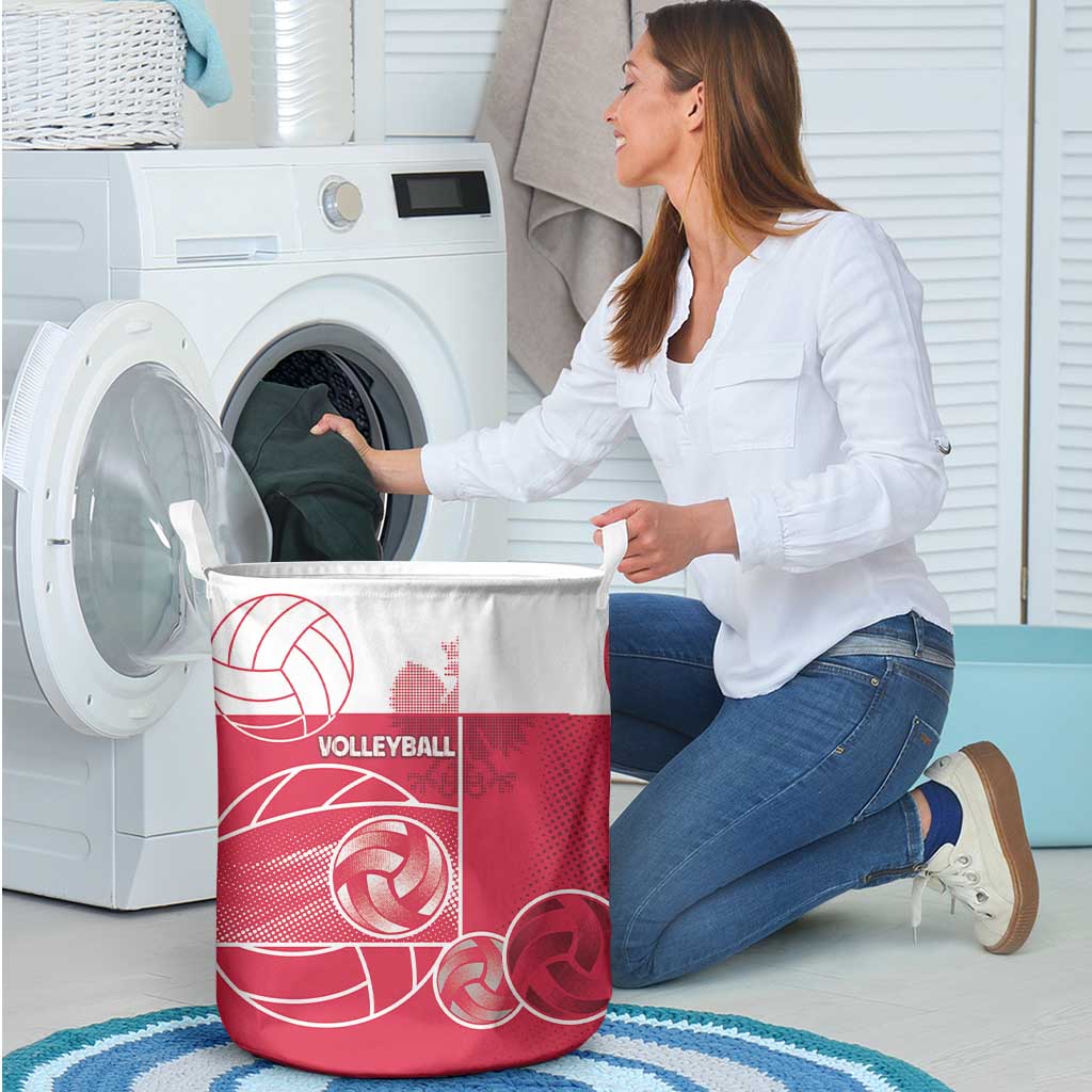 Poland Volleyball Laundry Basket Halftone Dot Style