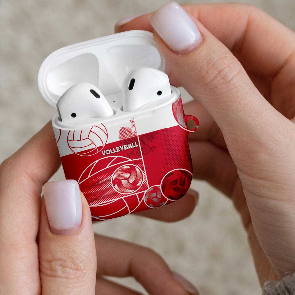 Poland Volleyball AirPods Case Halftone Dot Style