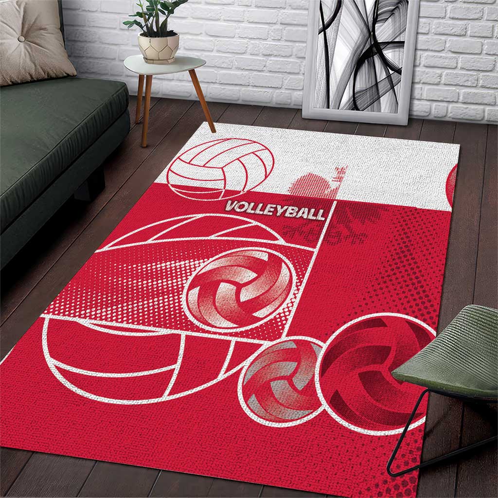 Poland Volleyball Area Rug Halftone Dot Style