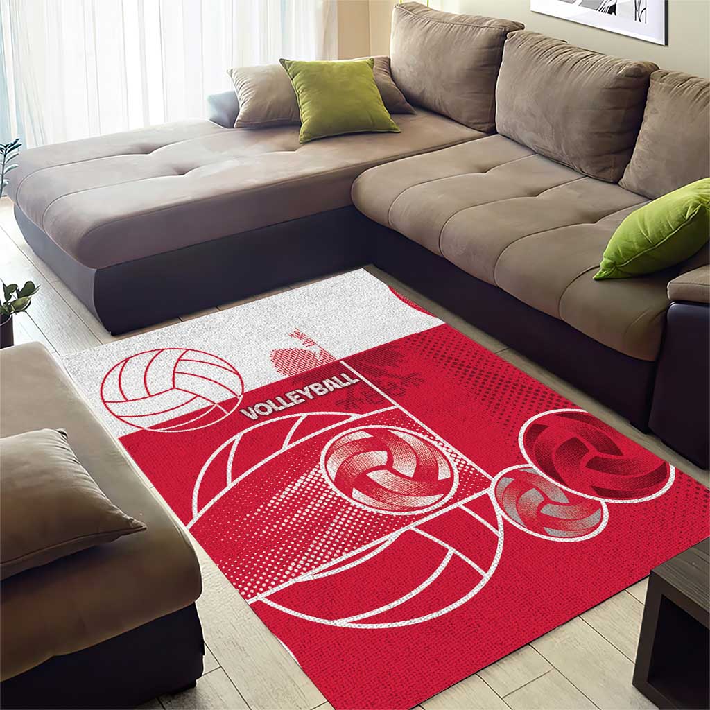 Poland Volleyball Area Rug Halftone Dot Style