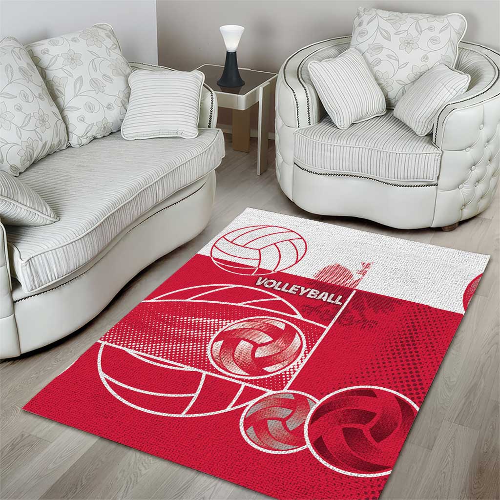 Poland Volleyball Area Rug Halftone Dot Style