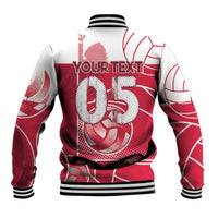 Custom Poland Volleyball Baseball Jacket Halftone Dot Style