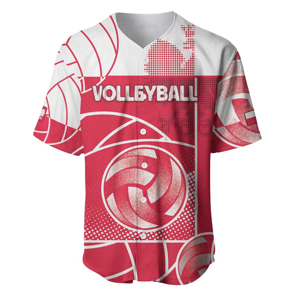 Custom Poland Volleyball Baseball Jersey Halftone Dot Style