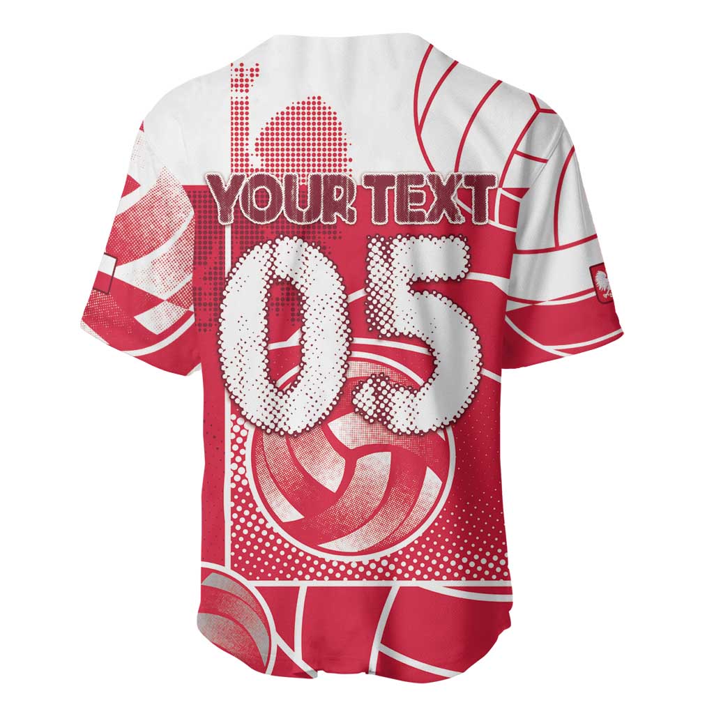 Custom Poland Volleyball Baseball Jersey Halftone Dot Style
