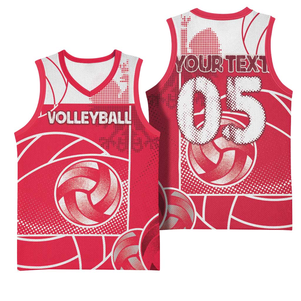 Custom Poland Volleyball Basketball Jersey Halftone Dot Style
