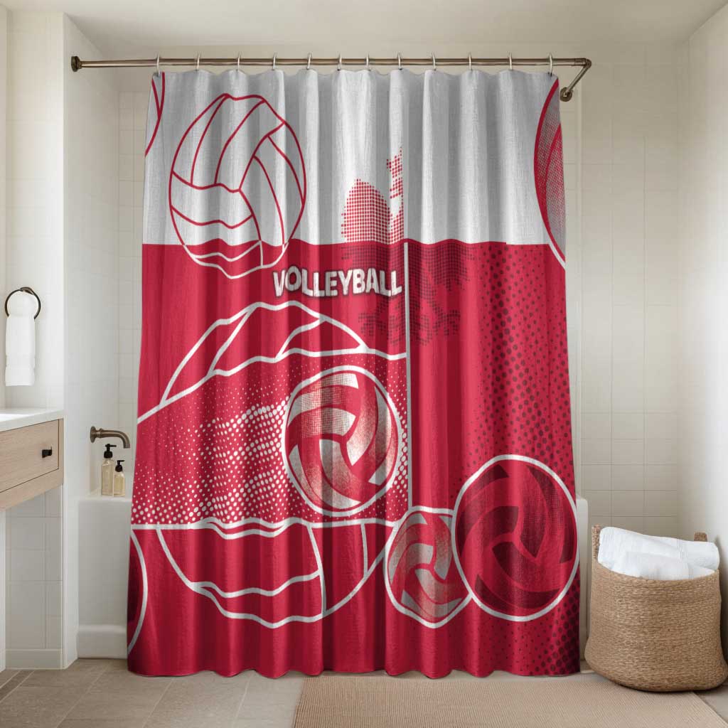 Poland Volleyball Bathroom Set Halftone Dot Style