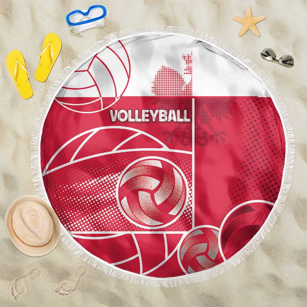 Poland Volleyball Beach Blanket Halftone Dot Style