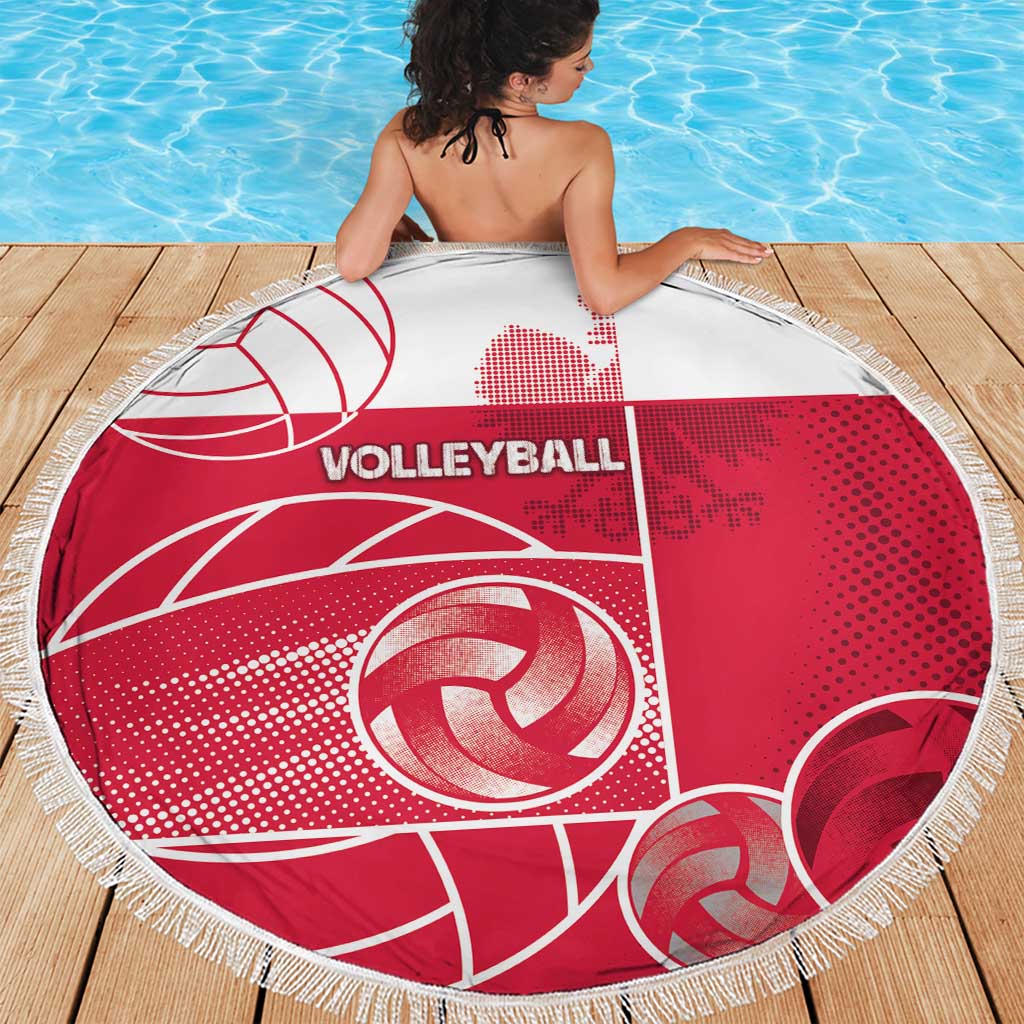 Poland Volleyball Beach Blanket Halftone Dot Style