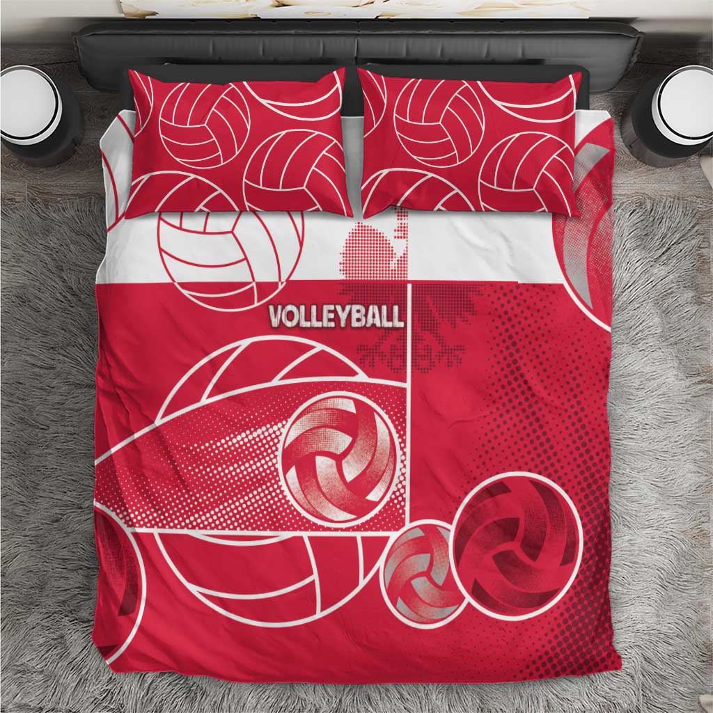 Poland Volleyball Bedding Set Halftone Dot Style