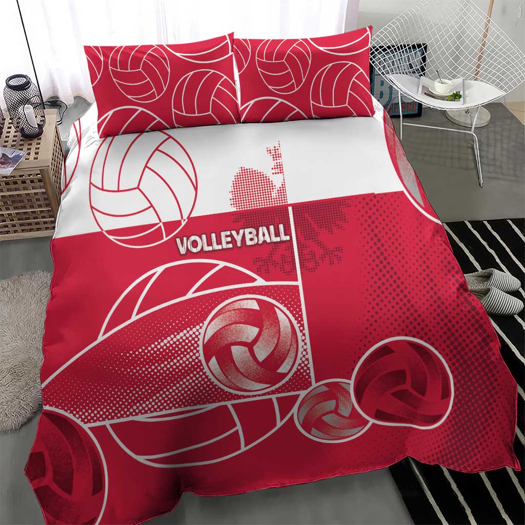 Poland Volleyball Bedding Set Halftone Dot Style