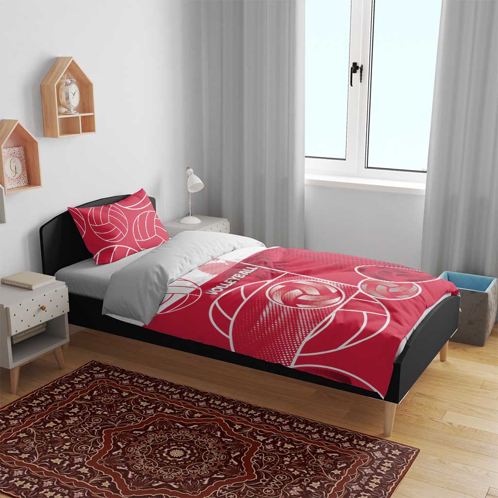 Poland Volleyball Bedding Set Halftone Dot Style