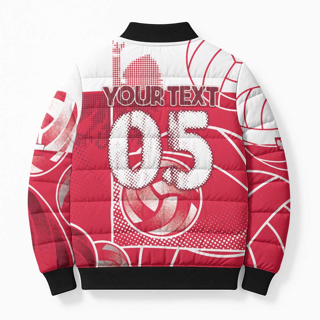 Custom Poland Volleyball Bomber Puffer Jacket Halftone Dot Style