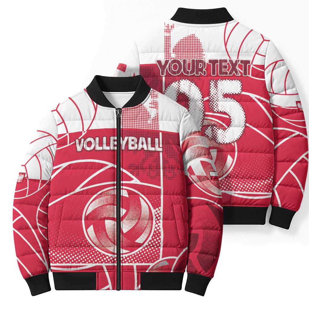 Custom Poland Volleyball Bomber Puffer Jacket Halftone Dot Style