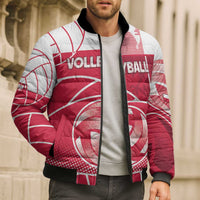Custom Poland Volleyball Bomber Puffer Jacket Halftone Dot Style