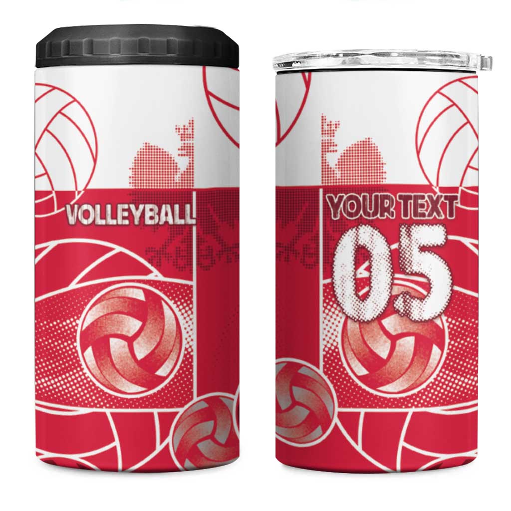 Custom Poland Volleyball 4 in 1 Can Cooler Tumbler Halftone Dot Style