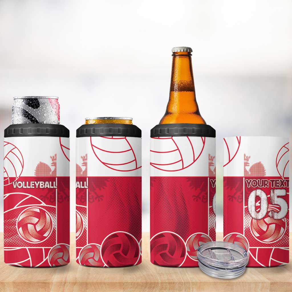 Custom Poland Volleyball 4 in 1 Can Cooler Tumbler Halftone Dot Style