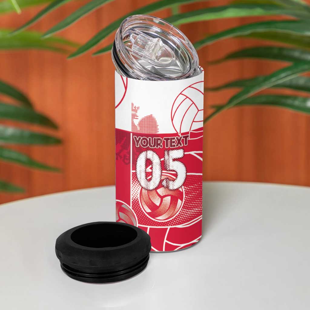 Custom Poland Volleyball 4 in 1 Can Cooler Tumbler Halftone Dot Style