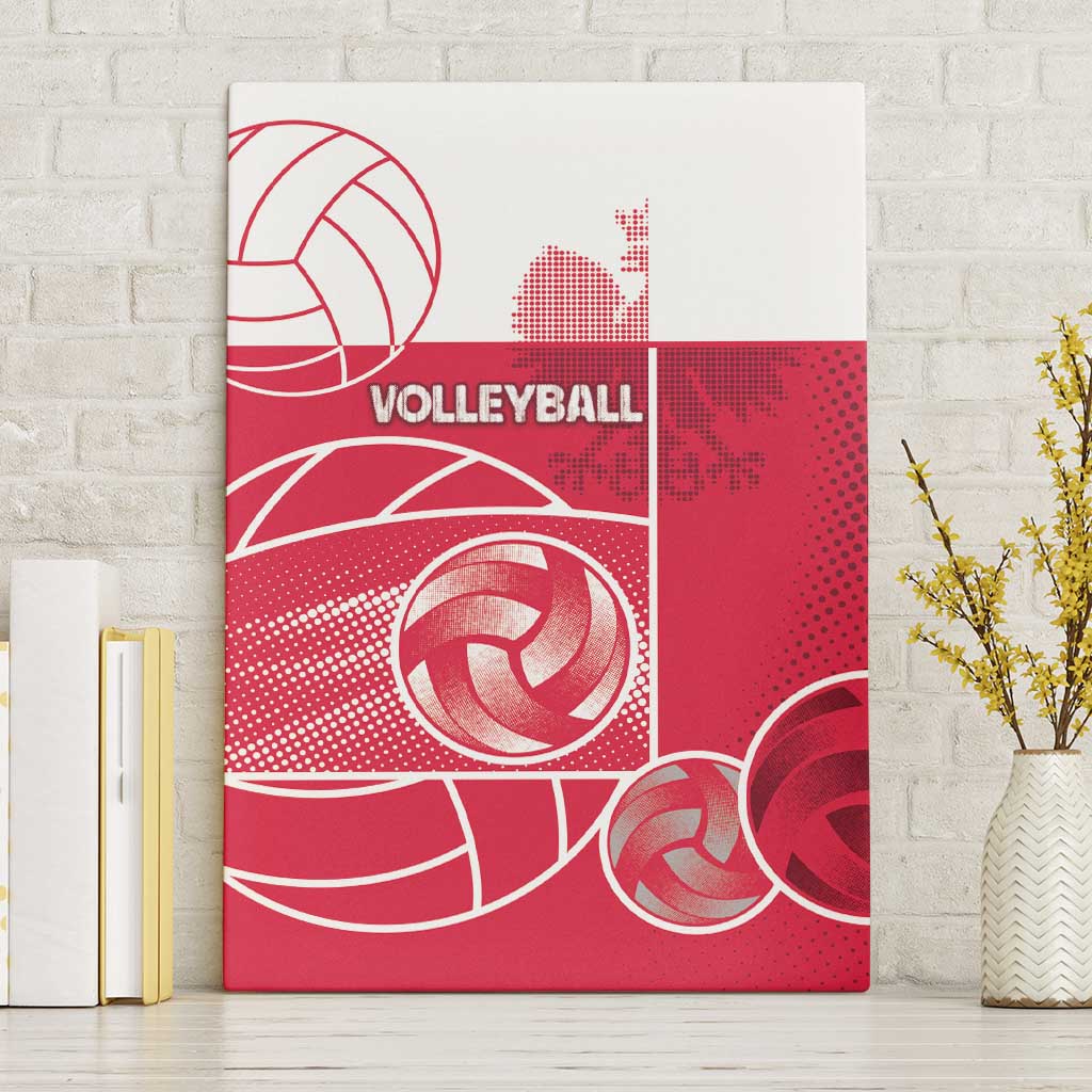 Poland Volleyball Canvas Wall Art Halftone Dot Style