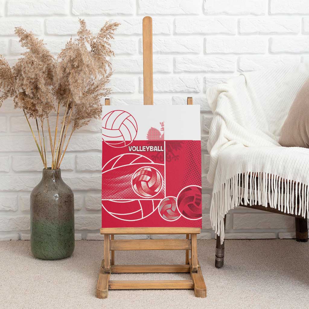 Poland Volleyball Canvas Wall Art Halftone Dot Style