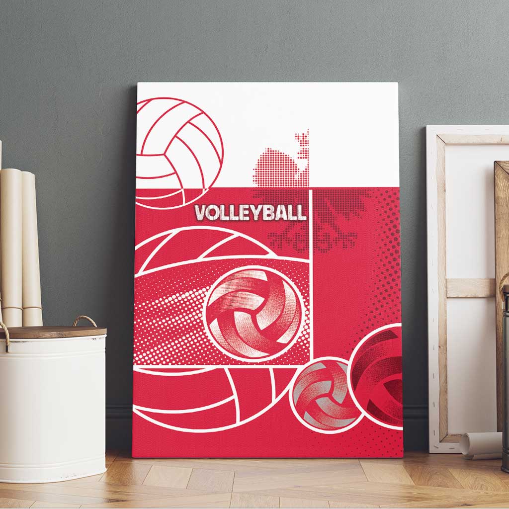 Poland Volleyball Canvas Wall Art Halftone Dot Style
