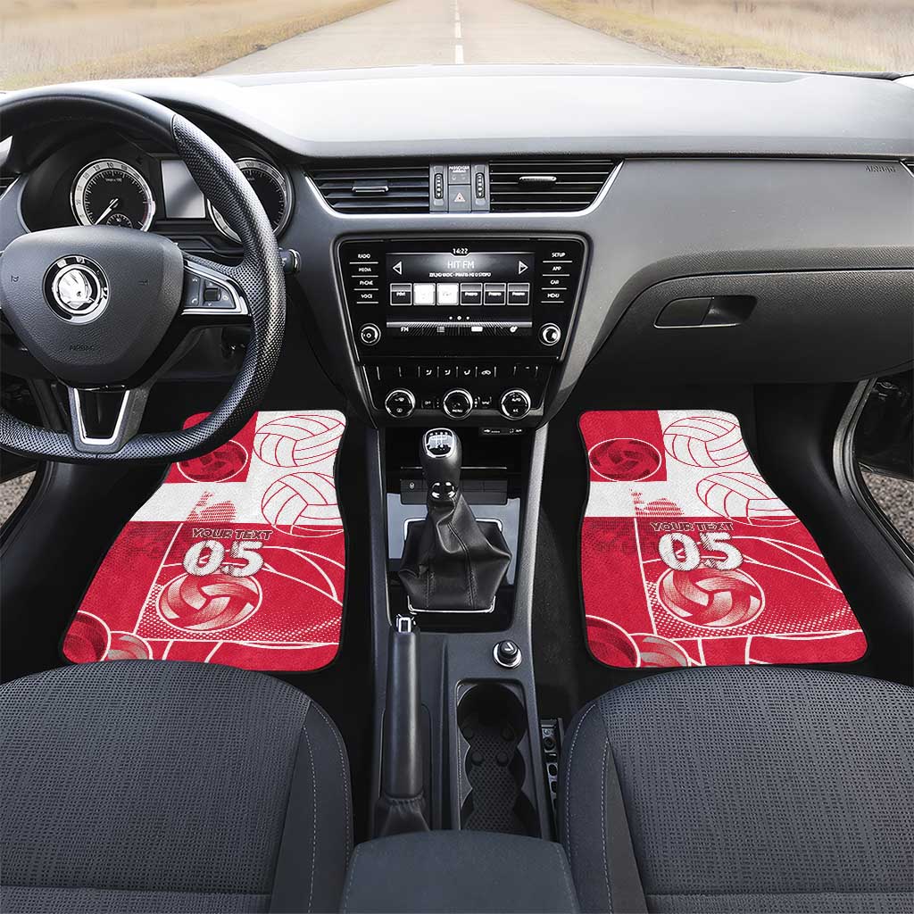 Custom Poland Volleyball Car Mats Halftone Dot Style