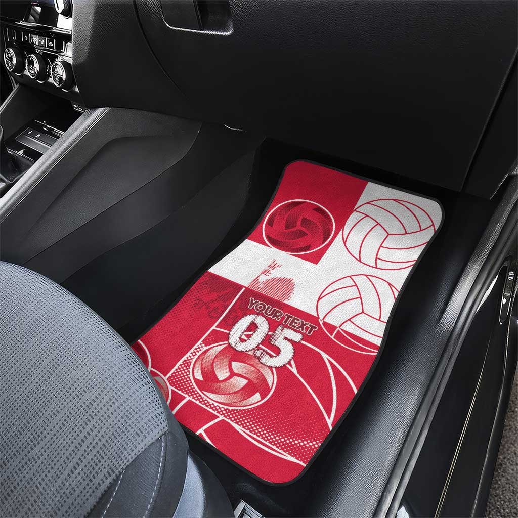 Custom Poland Volleyball Car Mats Halftone Dot Style