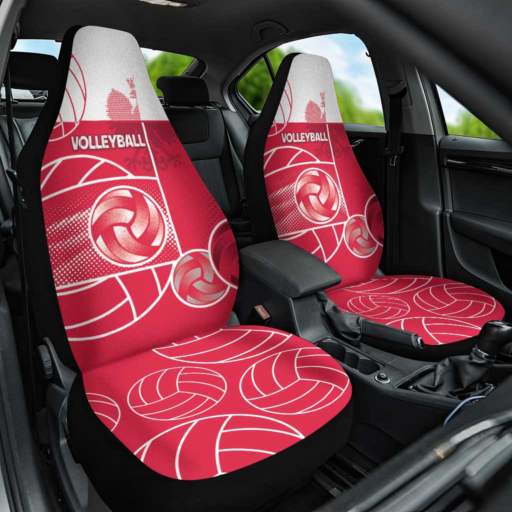 Poland Volleyball Car Seat Cover Halftone Dot Style