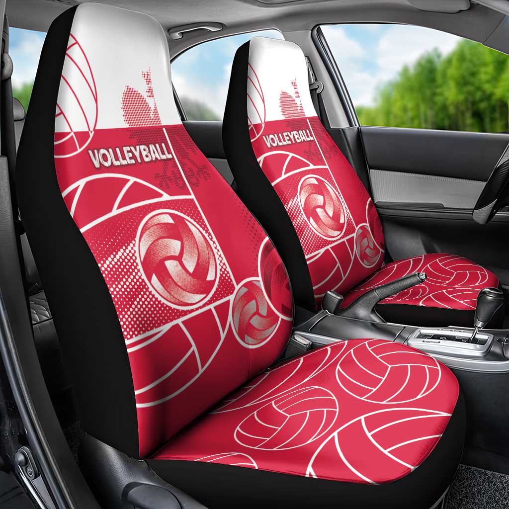 Poland Volleyball Car Seat Cover Halftone Dot Style