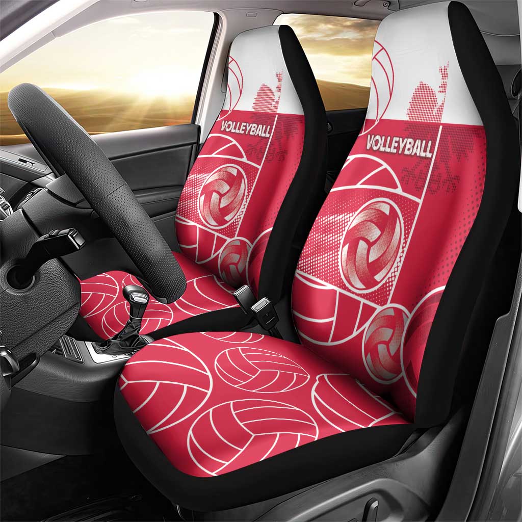 Poland Volleyball Car Seat Cover Halftone Dot Style