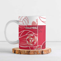 Custom Poland Volleyball Ceramic Mug Halftone Dot Style