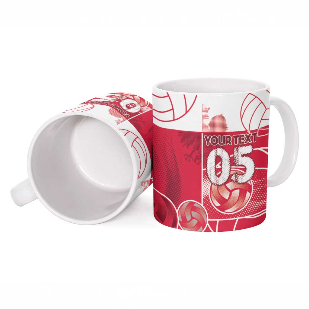 Custom Poland Volleyball Ceramic Mug Halftone Dot Style