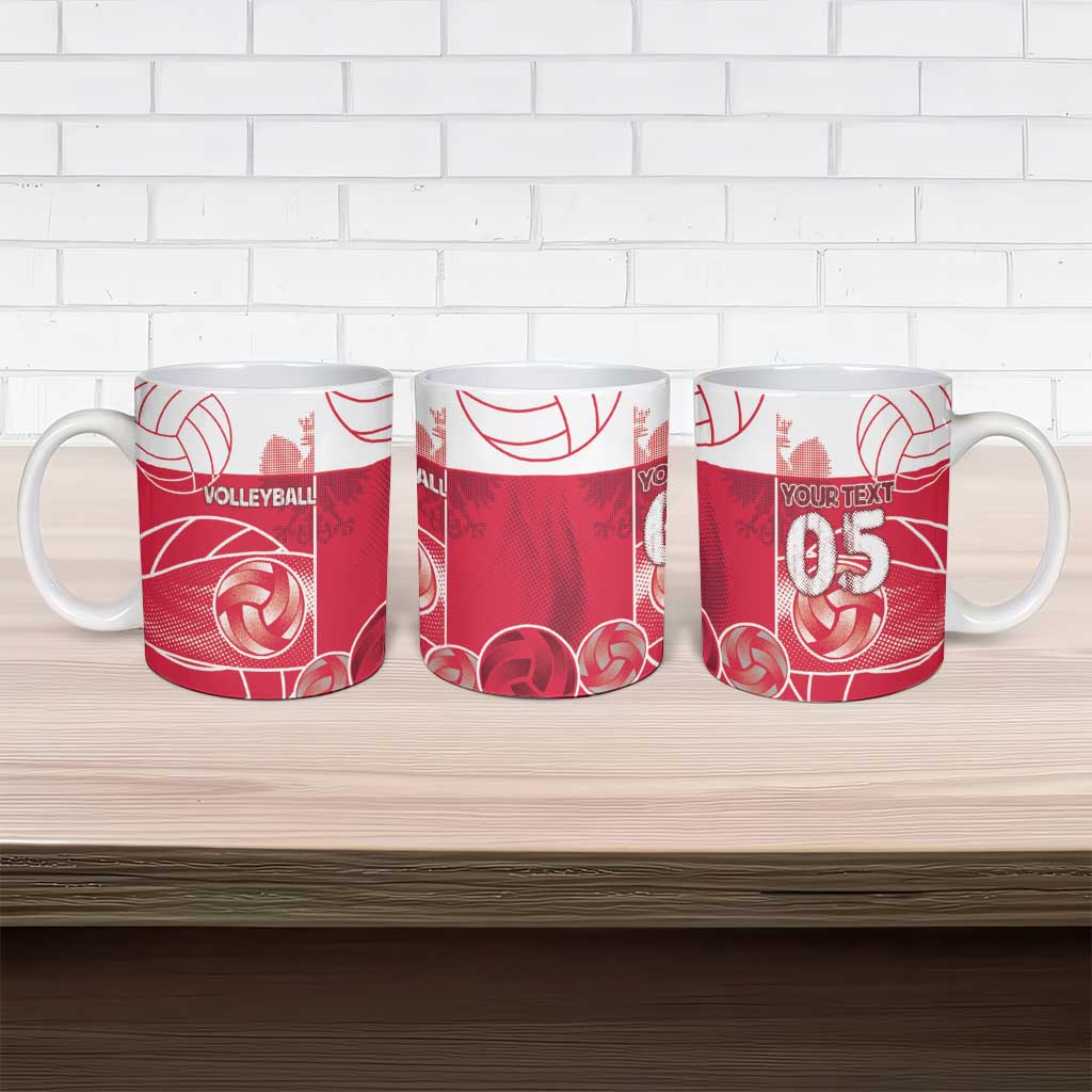 Custom Poland Volleyball Ceramic Mug Halftone Dot Style