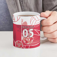 Custom Poland Volleyball Ceramic Mug Halftone Dot Style
